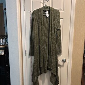Skinnygirl Green Cardigan with Waterfall Hem